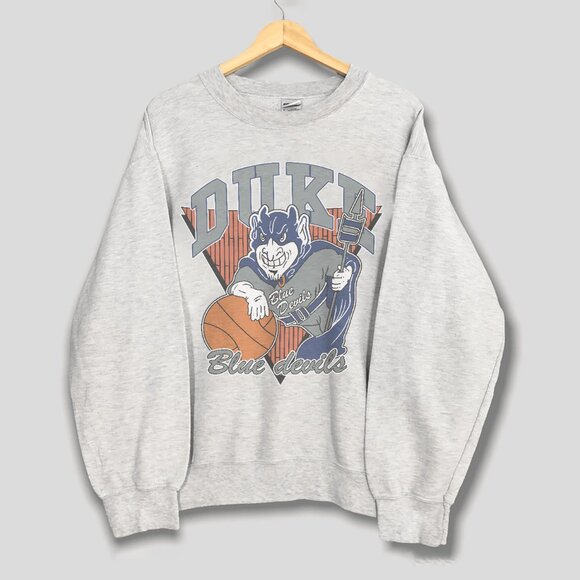 Vintage 90s Duke Blue Devils Basketball Sweatshirt, Duke University Shirt Tee - Picture 1 of 2